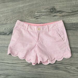 Lilly Pulitzer Pink White Striped Scalloped Shorts